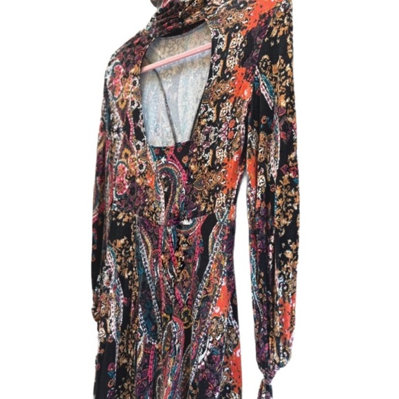 Free People “All Dolled Up” Paisley Mini Dress Open Back XS - Picture 6 of 9